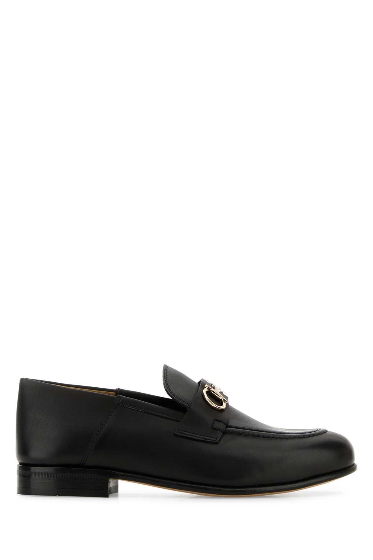 Salvatore Ferragamo Black Leather Ottone Loafers Size US 5.5 / IT 35.5 - 1 Thumbnail