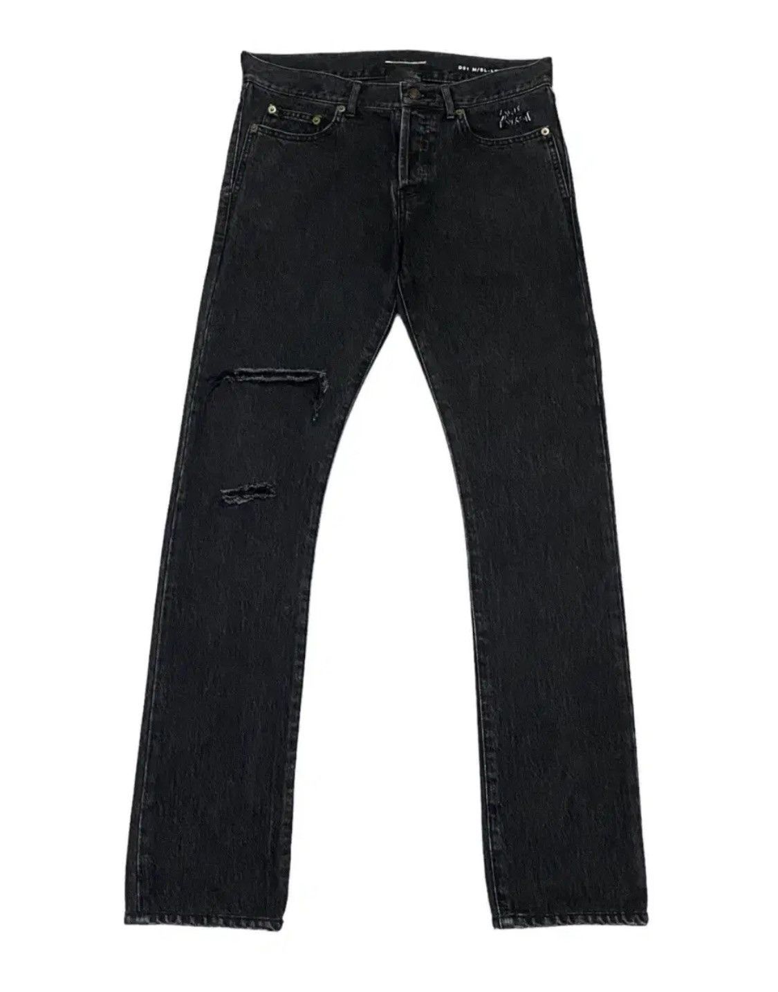 Saint Laurent Paris Saint Laurent Distressed Black Denim Pants Size US 28 / EU 44 - 2 Thumbnail
