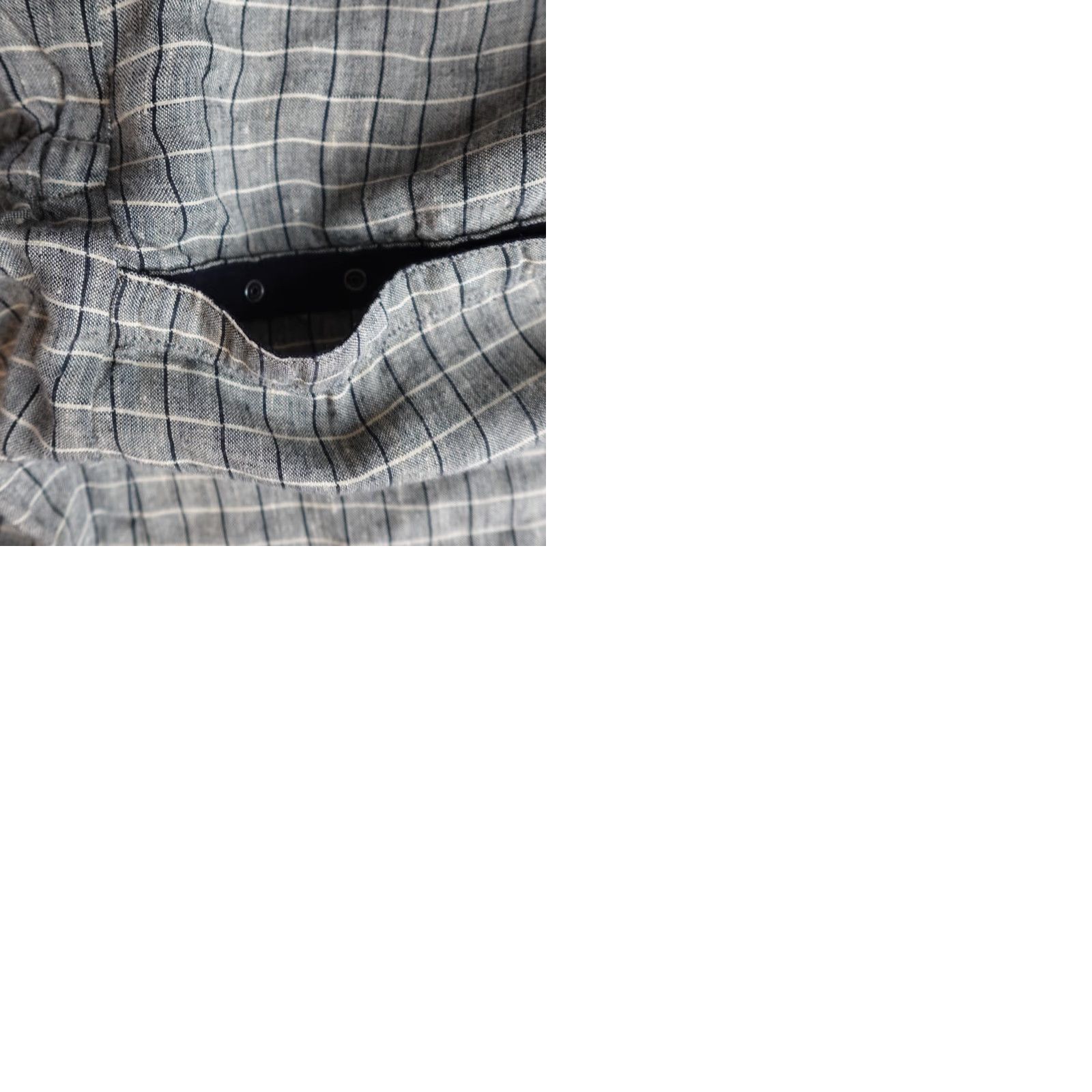 FLAX FLAX Womens Top L Gray Plaid 100% Linen Back Pockets Collarless Snap Shirt Size L / US 10 / IT 46 - 9 Thumbnail