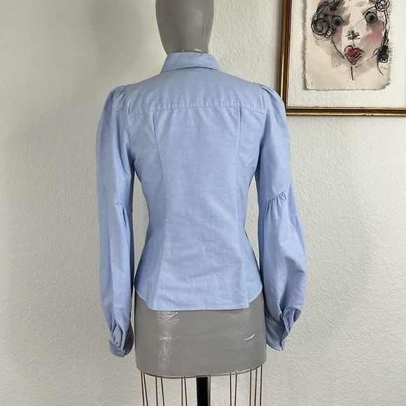 Marc Jacobs Marc Jacobs Bishop Embroidered Oxford Shirt Blue Long Sleeve Size S / US 4 / IT 40 - 12 Thumbnail