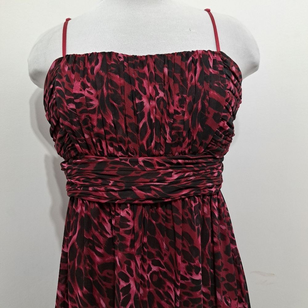 Oleg Cassini Oleg Cassini Floral Print Chiffon Knee Length Burgundy/Black Size XL / US 12-14 / IT 48-50 - 13 Thumbnail