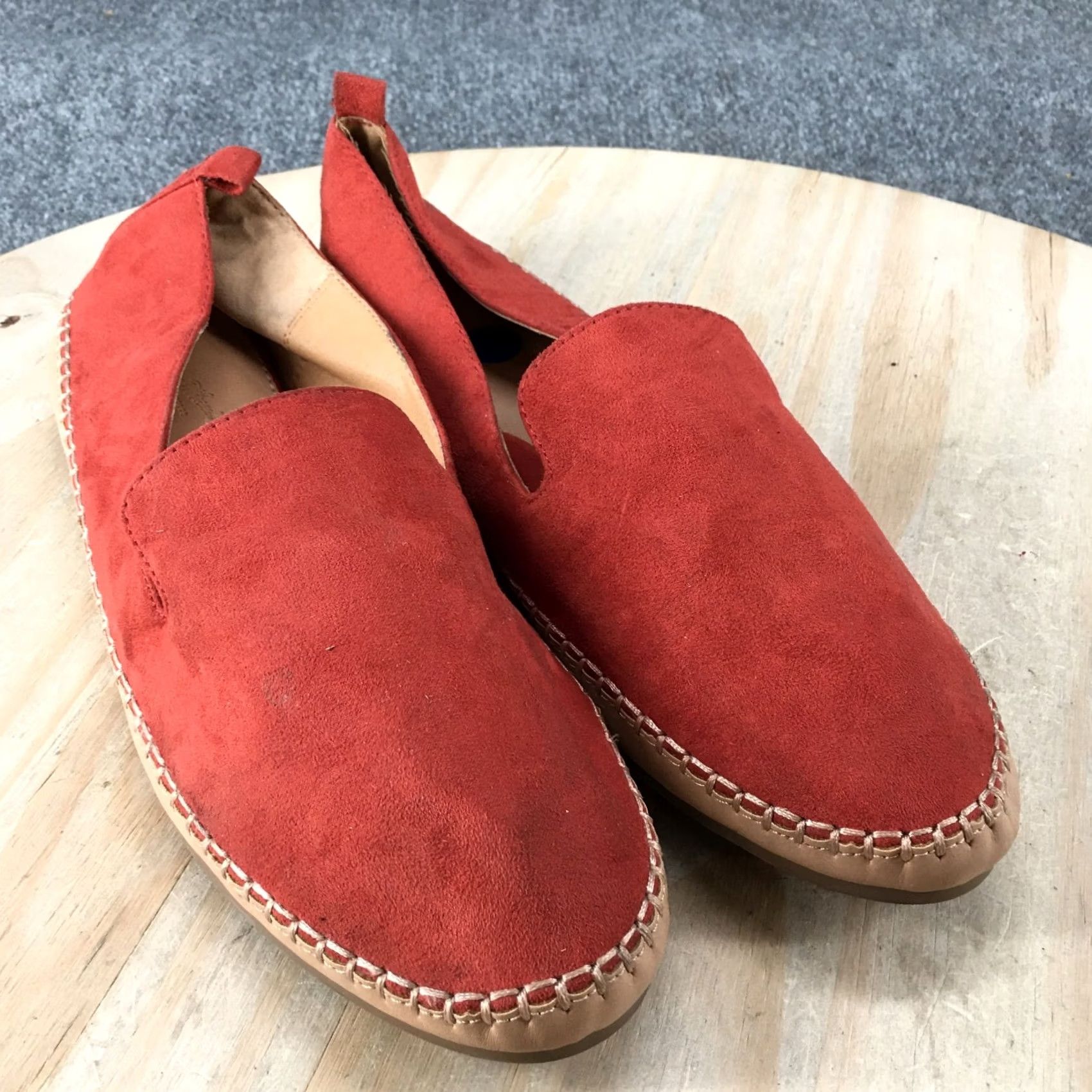 Vintage Universal Thread Shoes Womens 11 Casual Slip-On Flats Red Fabric Low Top Size L / US 10 / IT 46 - 3 Thumbnail