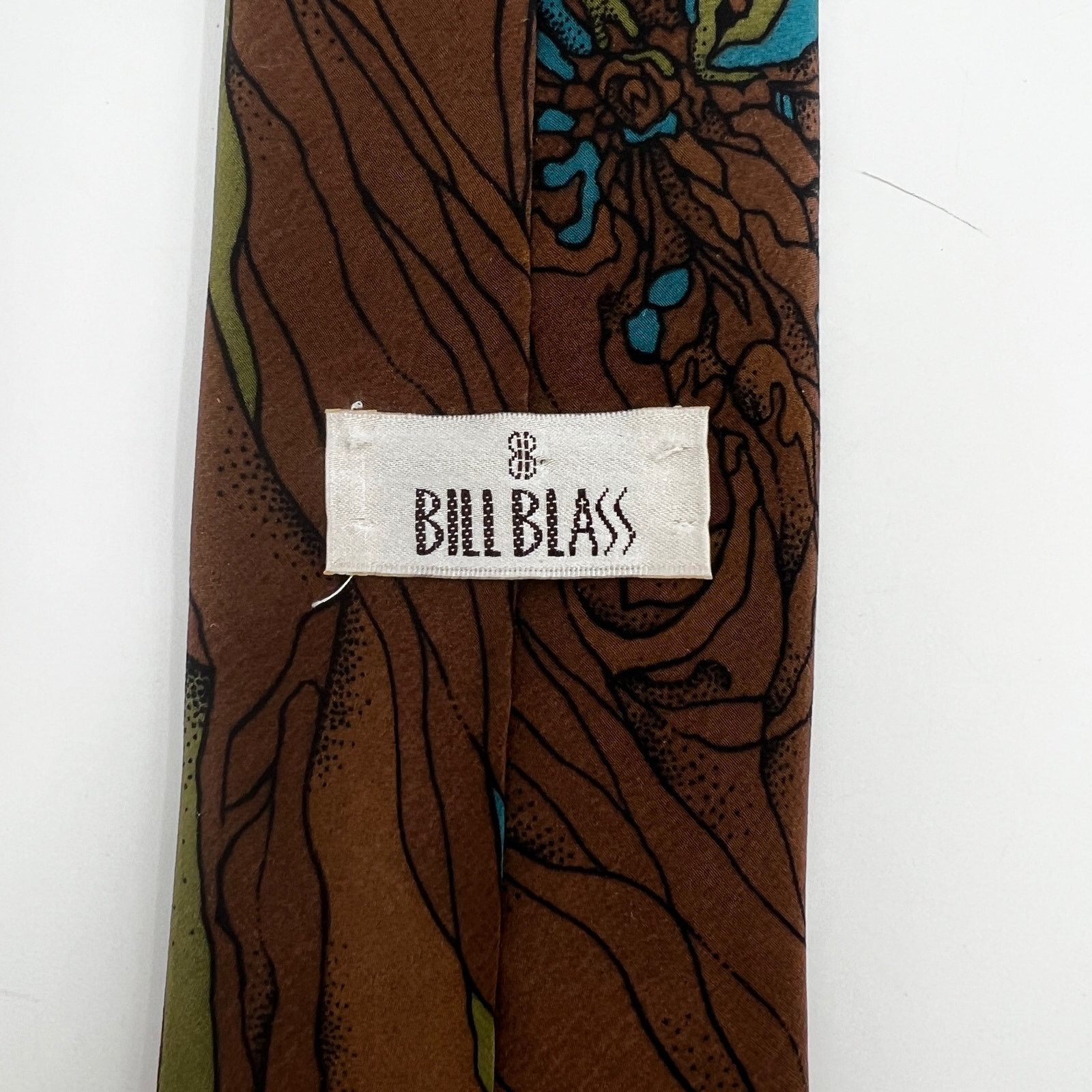 Bill Blass × Vintage Bill Blass Silk Tie Abstract Natural Floral Motif Brown Size ONE SIZE - 3 Thumbnail