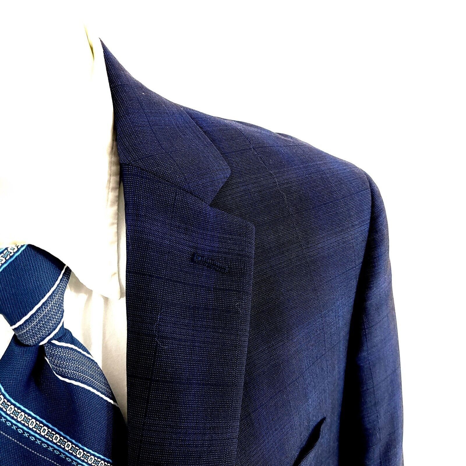 Calvin Klein Calvin Klein Wool 2 Button Blue Birdseye Windowpane Blazer 4 Size 42R - 2 Thumbnail
