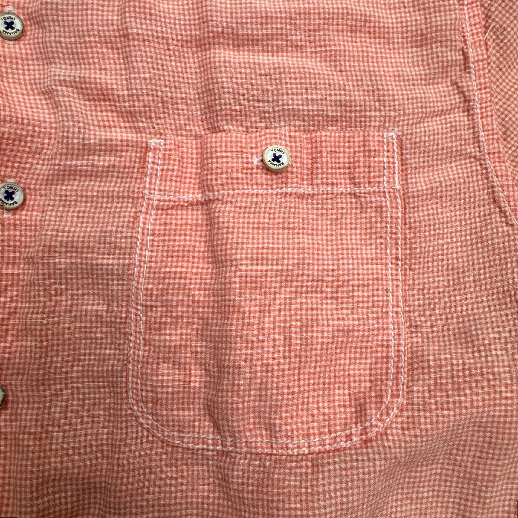 Tommy Bahama Tommy Bahama Shirt Mens Medium Orange Linen Gingham Button-Down Short Sleeve Beach Casual 44in Chest Regular Size Orange Mens Size US L / EU 52-54 / 3 - 4 Thumbnail