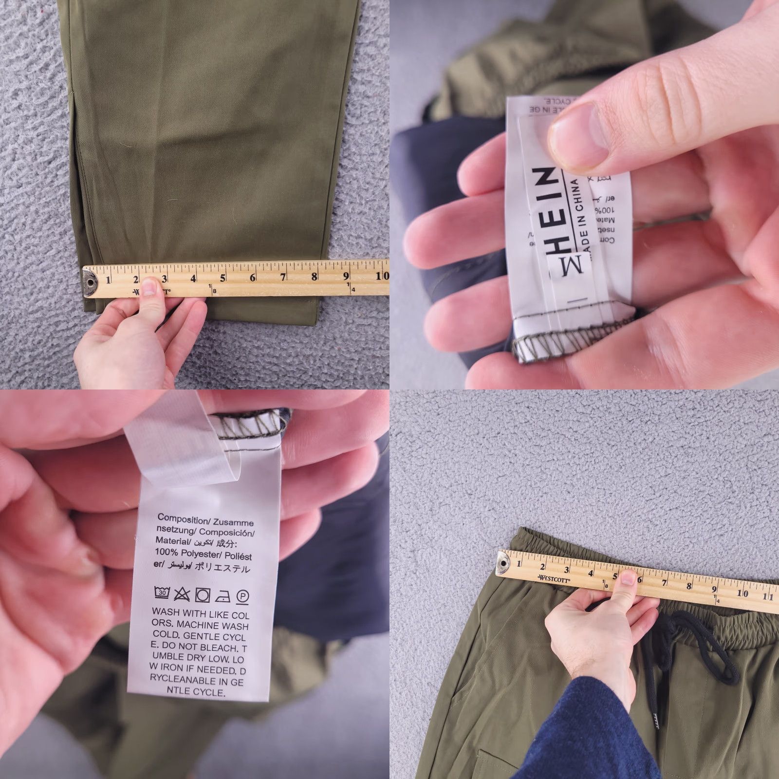 Shein SheIn Pants Womens Medium Olive Green Cargo Camp Straight Relaxed Polyester Size 32" / US 10 / IT 46 - 8 Thumbnail