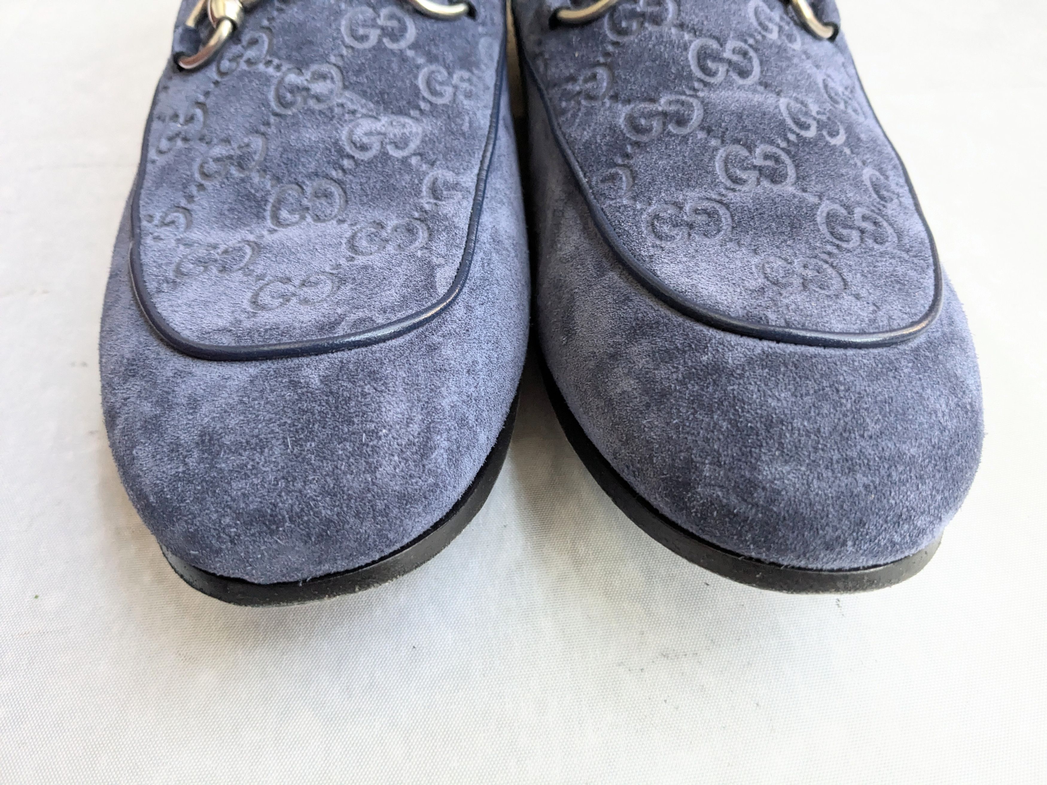 Gucci Gucci Horsebit Loafers Blue Suede 12.5 Monogram Logo GG Size US 12.5 / EU 45-46 - 4 Thumbnail