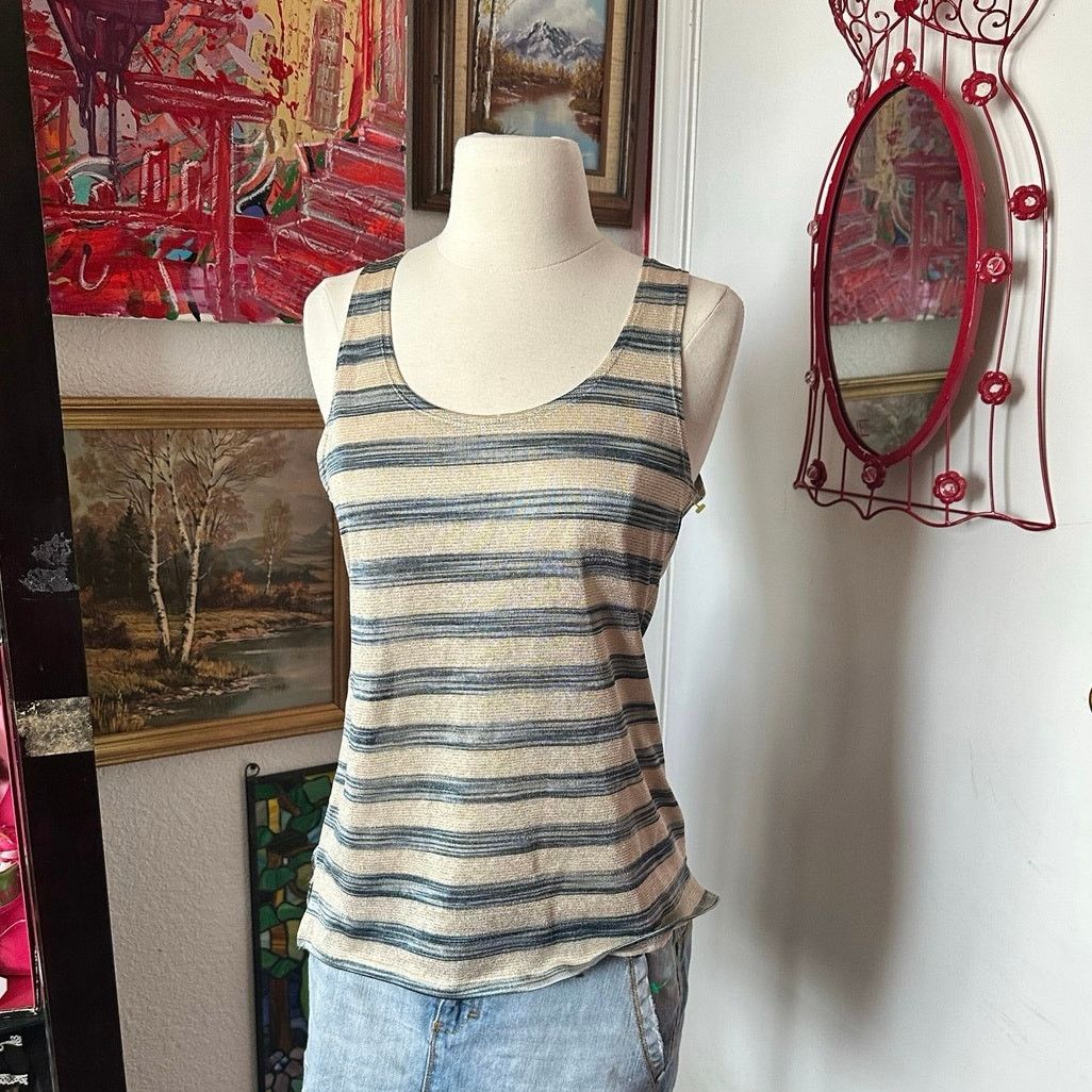 Banana Republic banana republic blue and biege striped tank top Size S / US 4 / IT 40 - 1 Thumbnail