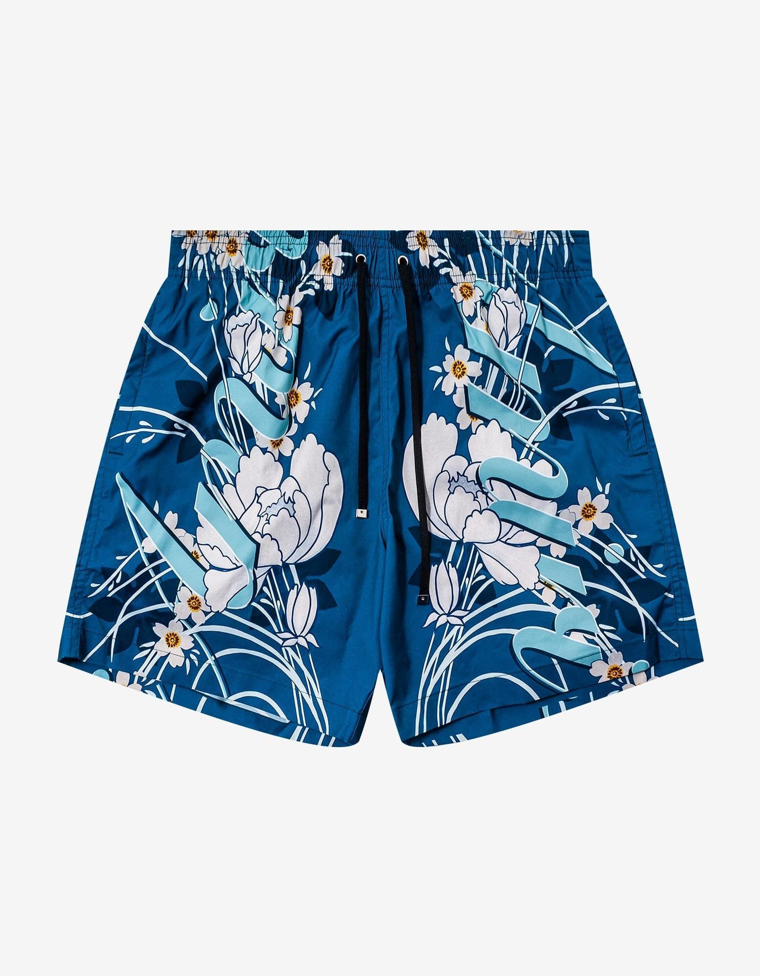 image of Blue Floral Amiri Swim Shorts Size S, Men's