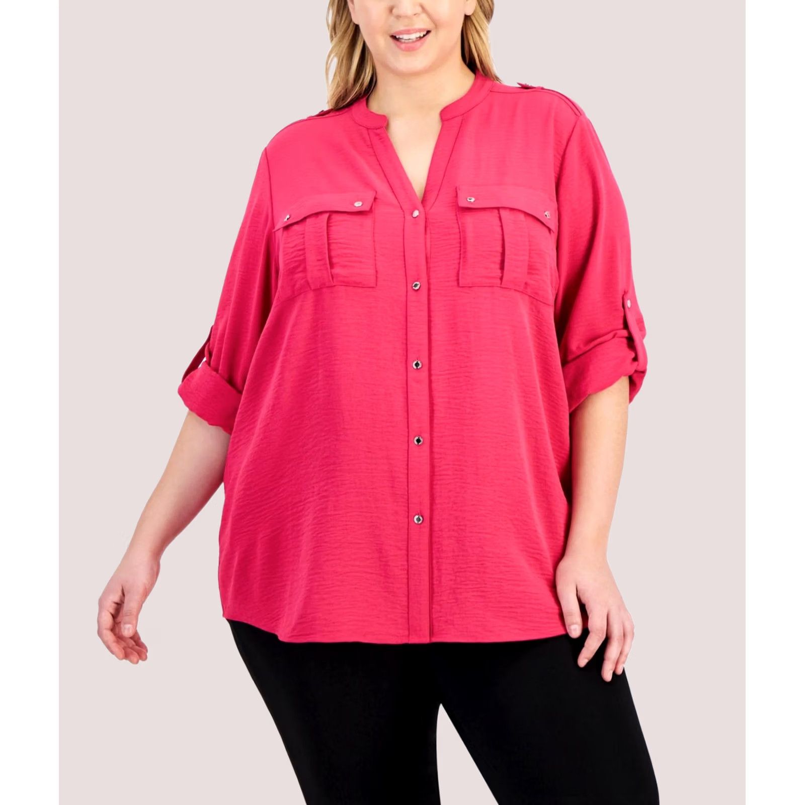 Calvin Klein Calvin Klein Womens Button Up Shirt brghtpink Plus Size 3X Size XXL / US 16-18 / IT 52-54 - 1 Thumbnail