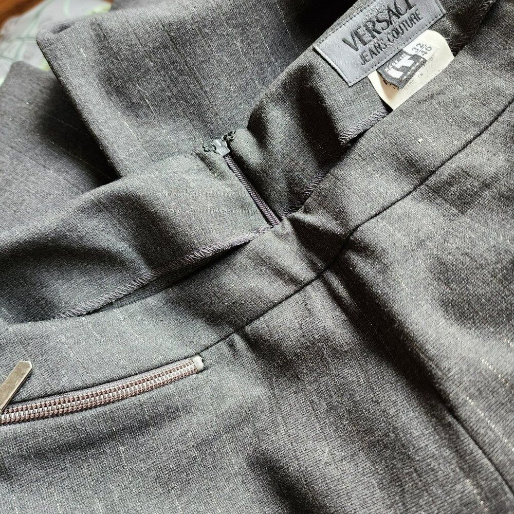 Versace Jeans Couture V2 Versace Classic Pants L Gray Pinstripe Wool Blend Straig Size 32" / US 10 / IT 46 - 7 Thumbnail