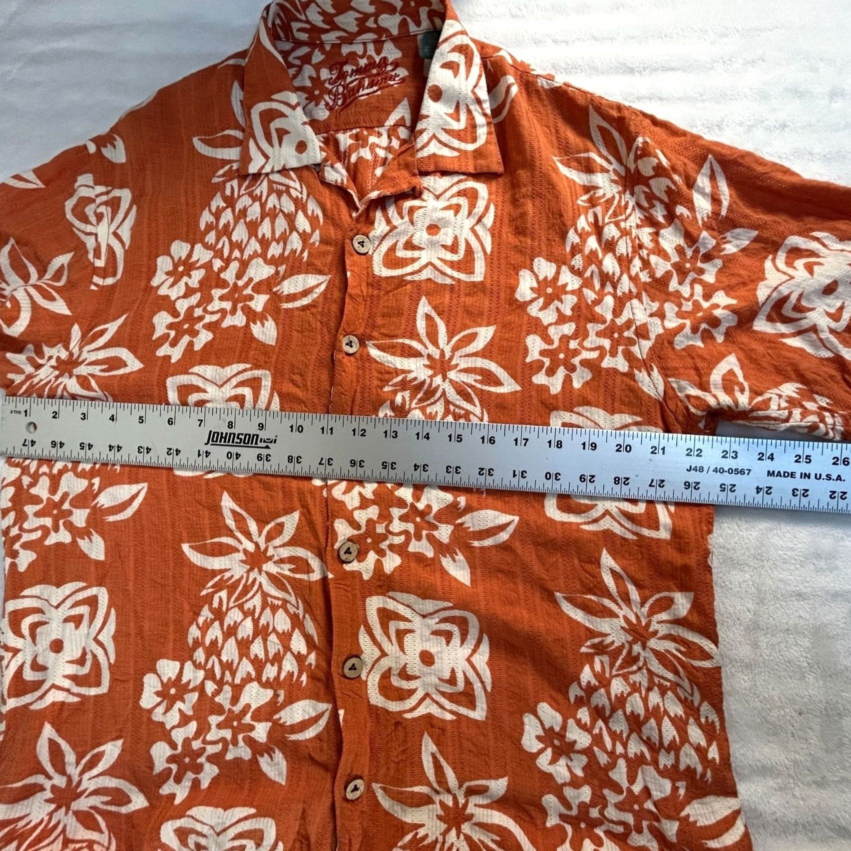 Tommy Bahama Tommy Bahama Mens Orange Hawaiian Floral Button-Up Shirt Medium Linen Blend Size US M / EU 48-50 / 2 - 6 Thumbnail