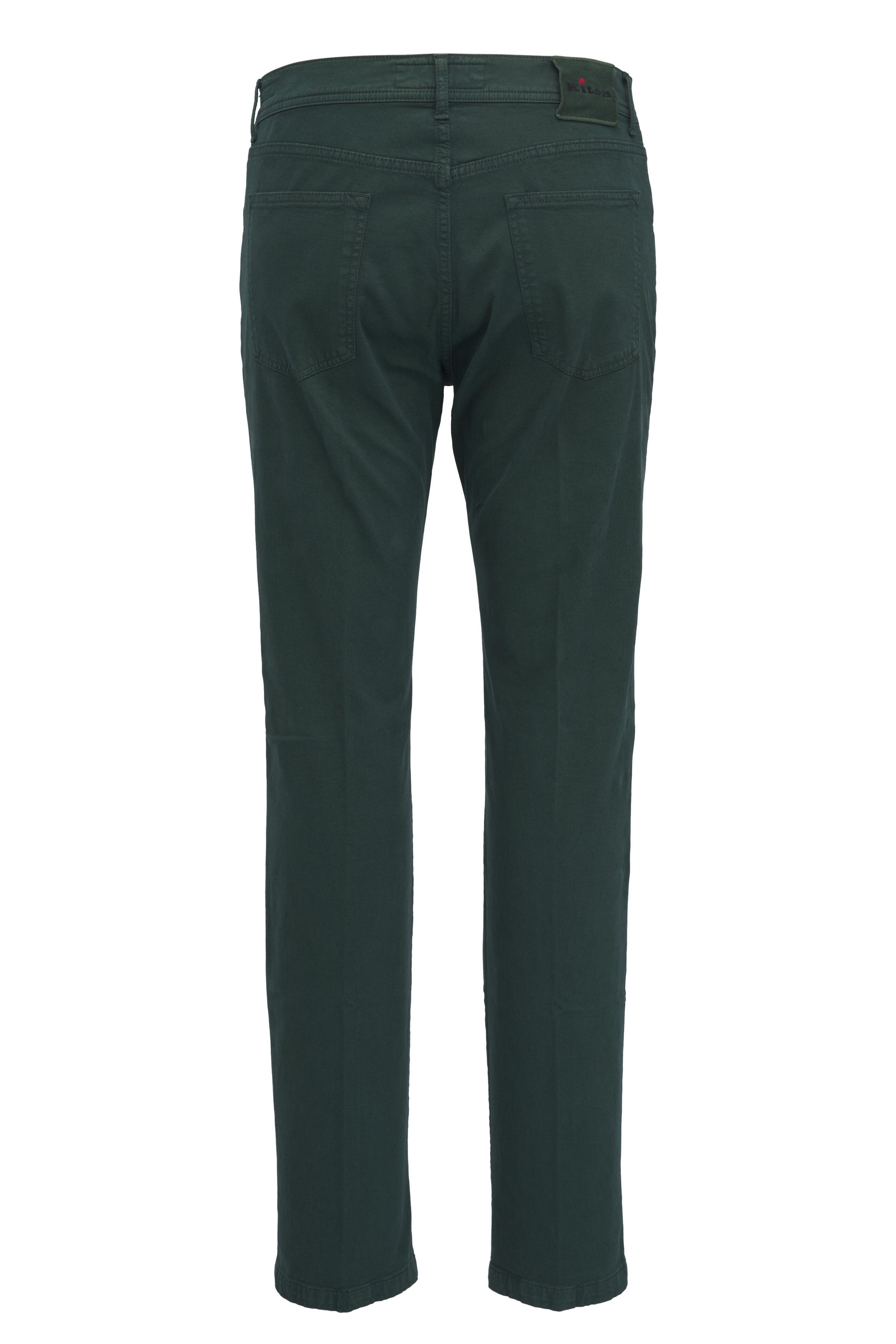 Kiton o1mtch0225 Cotton & Cashmere Five Pocket Pant in Green Size US 34 / EU 50 - 2 Thumbnail