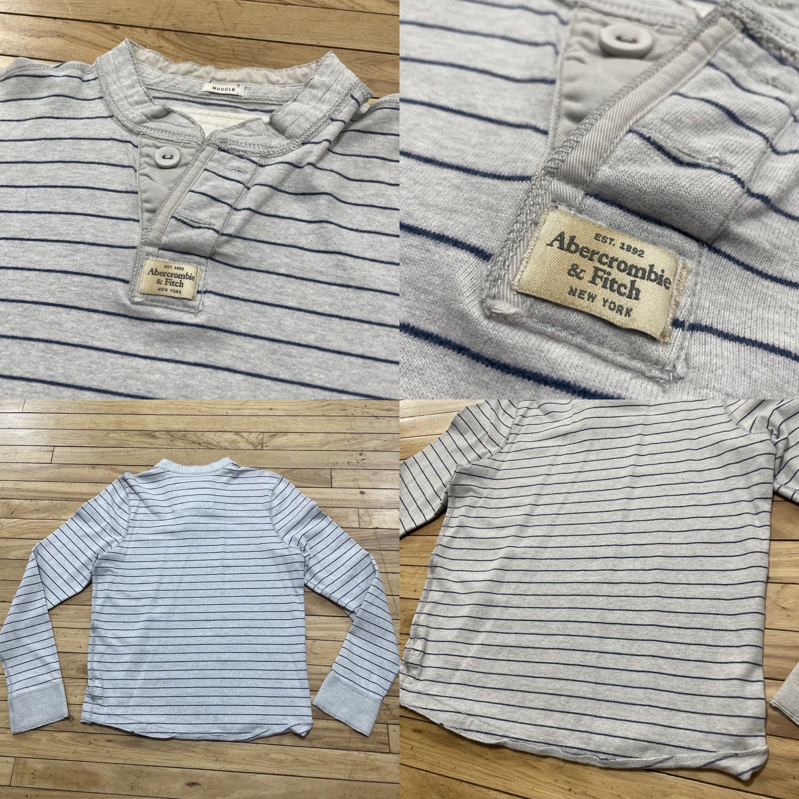 Abercrombie & Fitch Abercrombie & Fitch Y2k Henley Shirt Men XL Gray Thermal Knit Muscle Logo Modern Vintage Shirt Size US XL / EU 56 / 4 - 9 Thumbnail