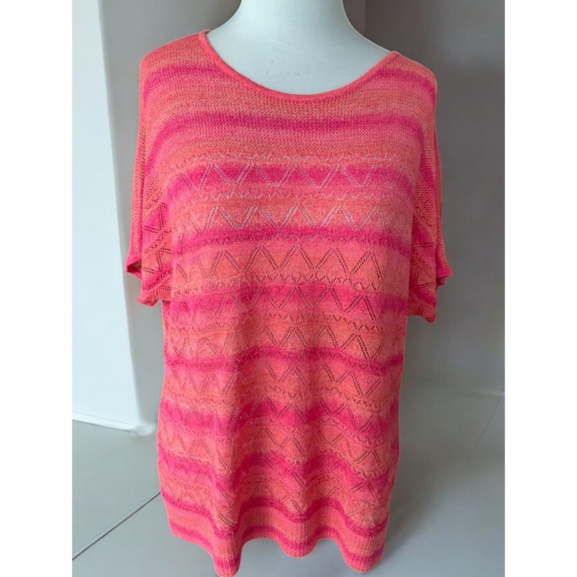 Chicos Chicos Pink Lightweight Knit Short Sleeve Top XL Size XL / US 12-14 / IT 48-50 - 2 Thumbnail