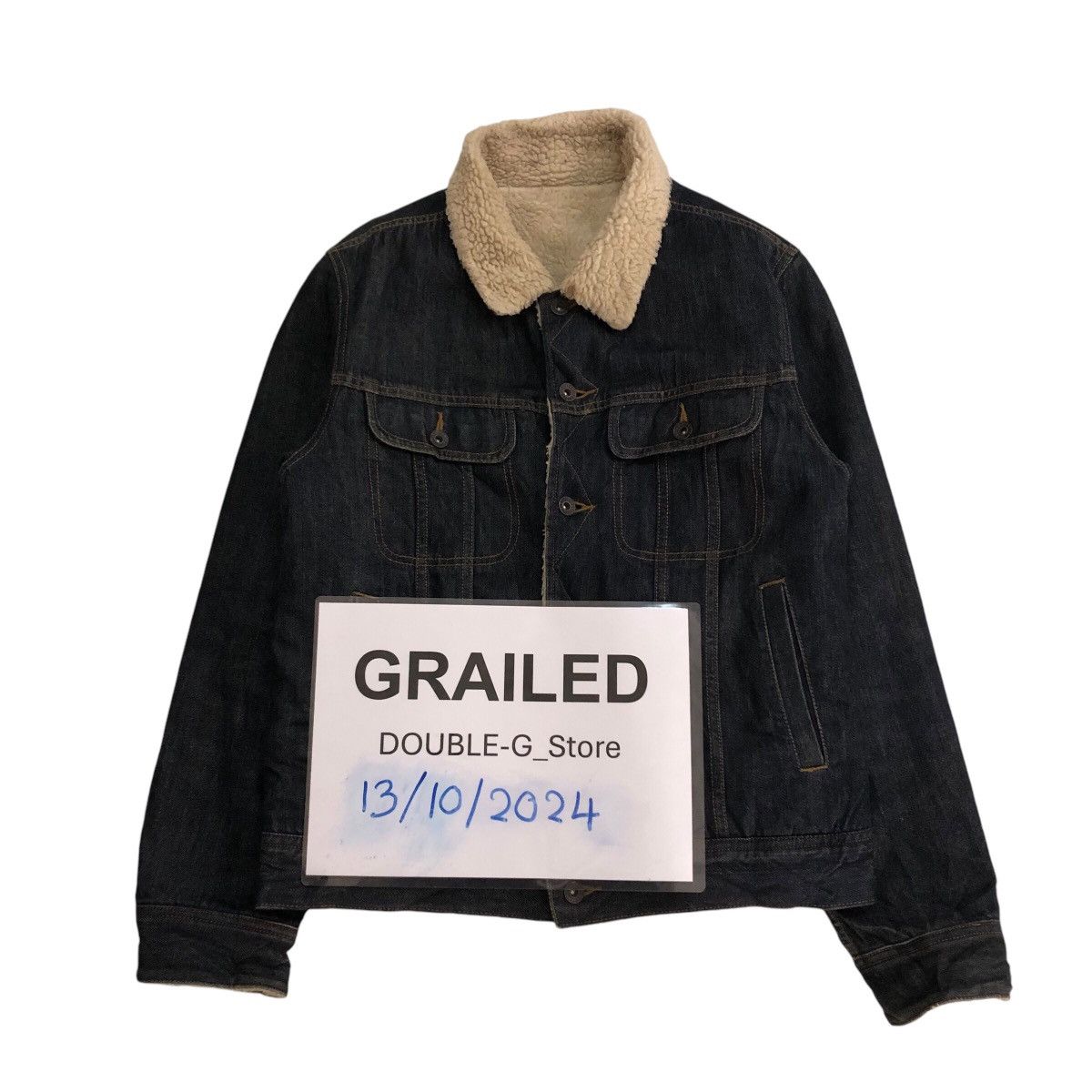 Japanese Brand 📌Vintage Trucker Denim Jacket Gu Japan Sherpa Shearling Size US M / EU 48-50 / 2 - 1 Thumbnail
