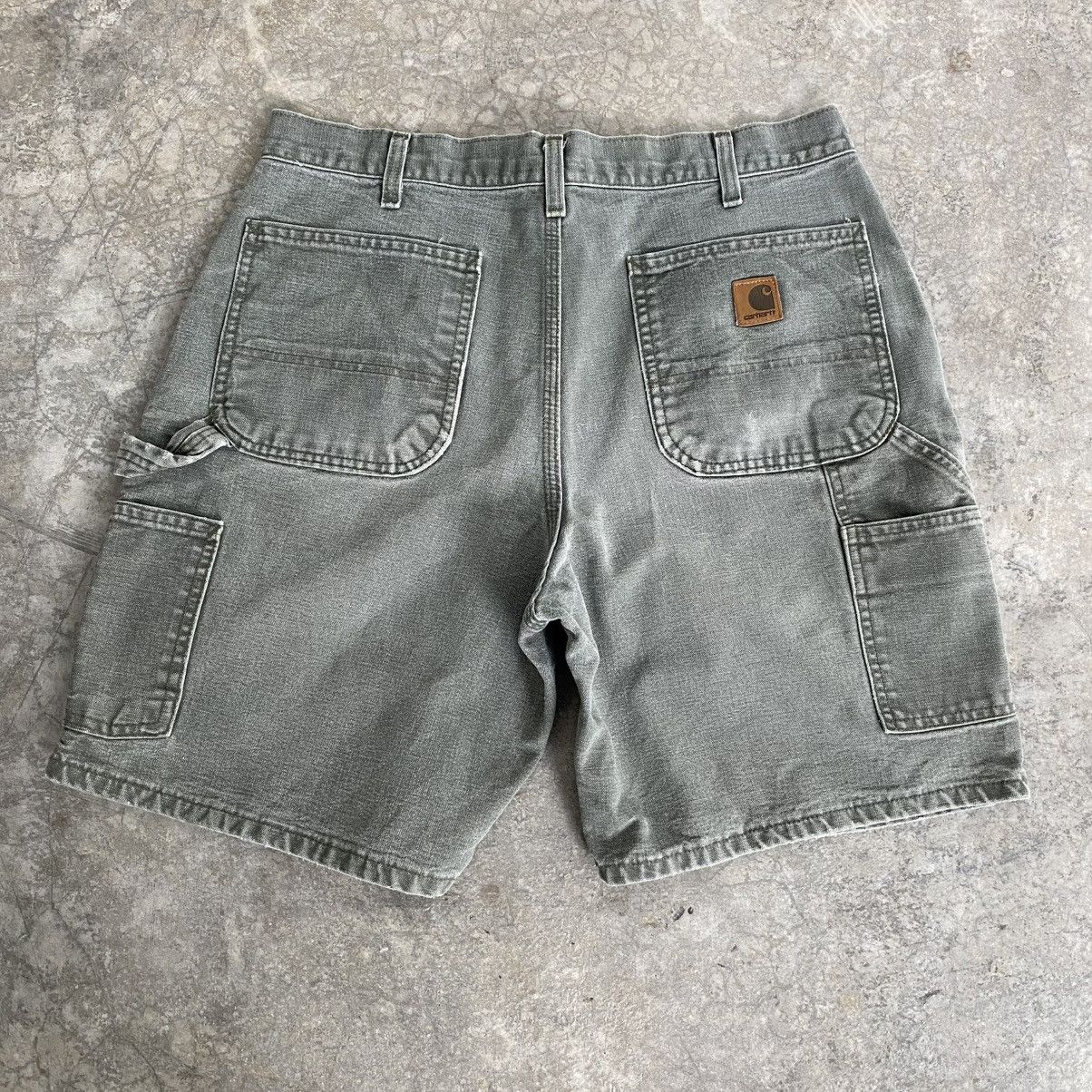 Carhartt VTG Carhartt Faded Moss Green Carpenter Baggy Shorts Jorts Size US 34 / EU 50 - 2 Thumbnail