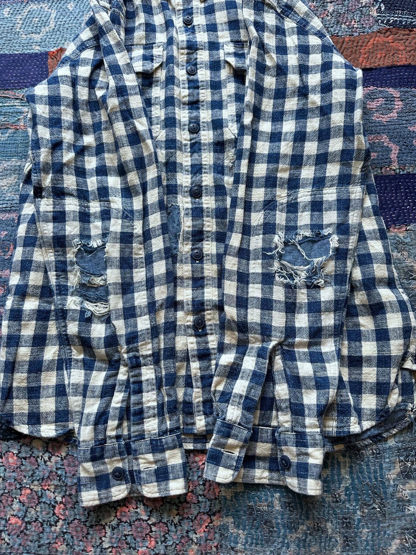 RRL Ralph Lauren RRL Distressed Check Work Shirt M Size US M / EU 48-50 / 2 - 4 Thumbnail