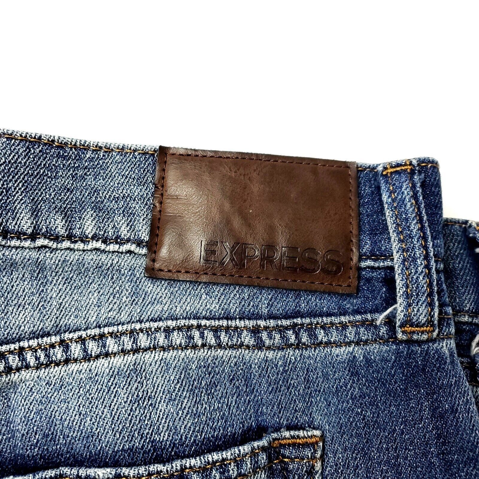 Express Express Classic Straight Blue Jeans Soft Cotton 38/28 Mid Ri Size US 38 / EU 54 - 2 Thumbnail