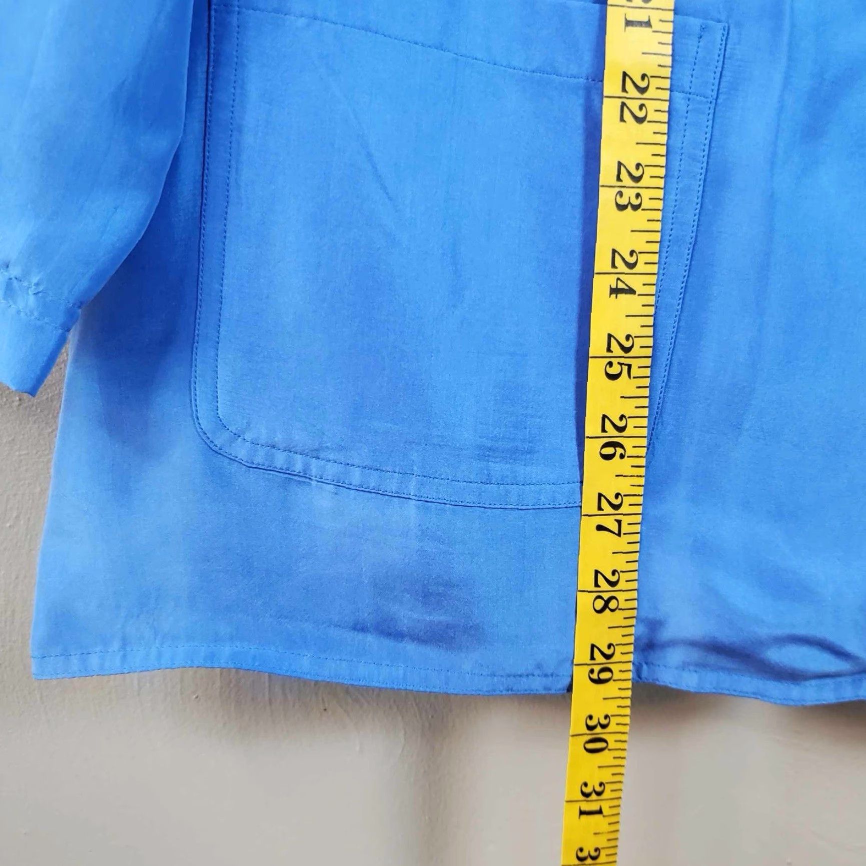 Vintage VINTAGE Mario Forte Shirt 18 100% Silk Blue Big Pockets Womens Size XXL / US 16-18 / IT 52-54 - 4 Thumbnail