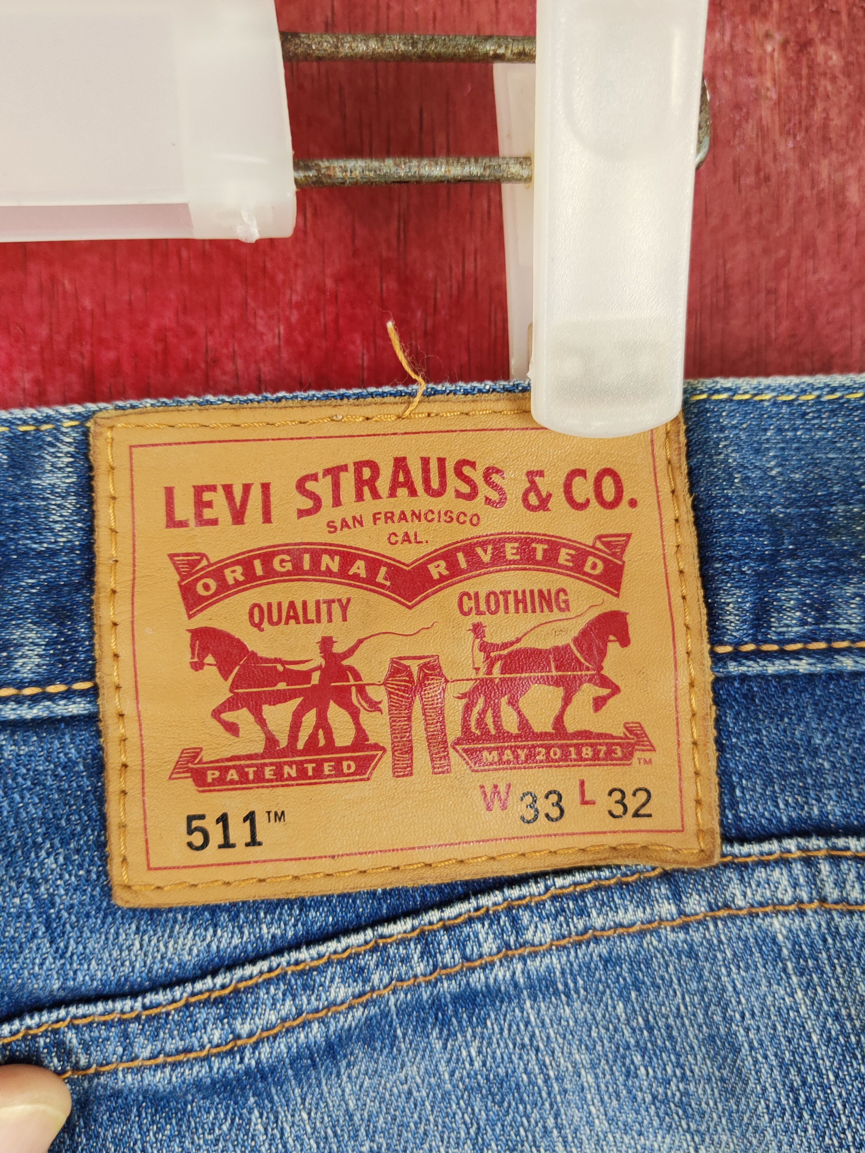 Japanese Brand Levi's Blue Faded Distressed Ripped Skinny Jeans #S1832 Size US 33 - 8 Thumbnail
