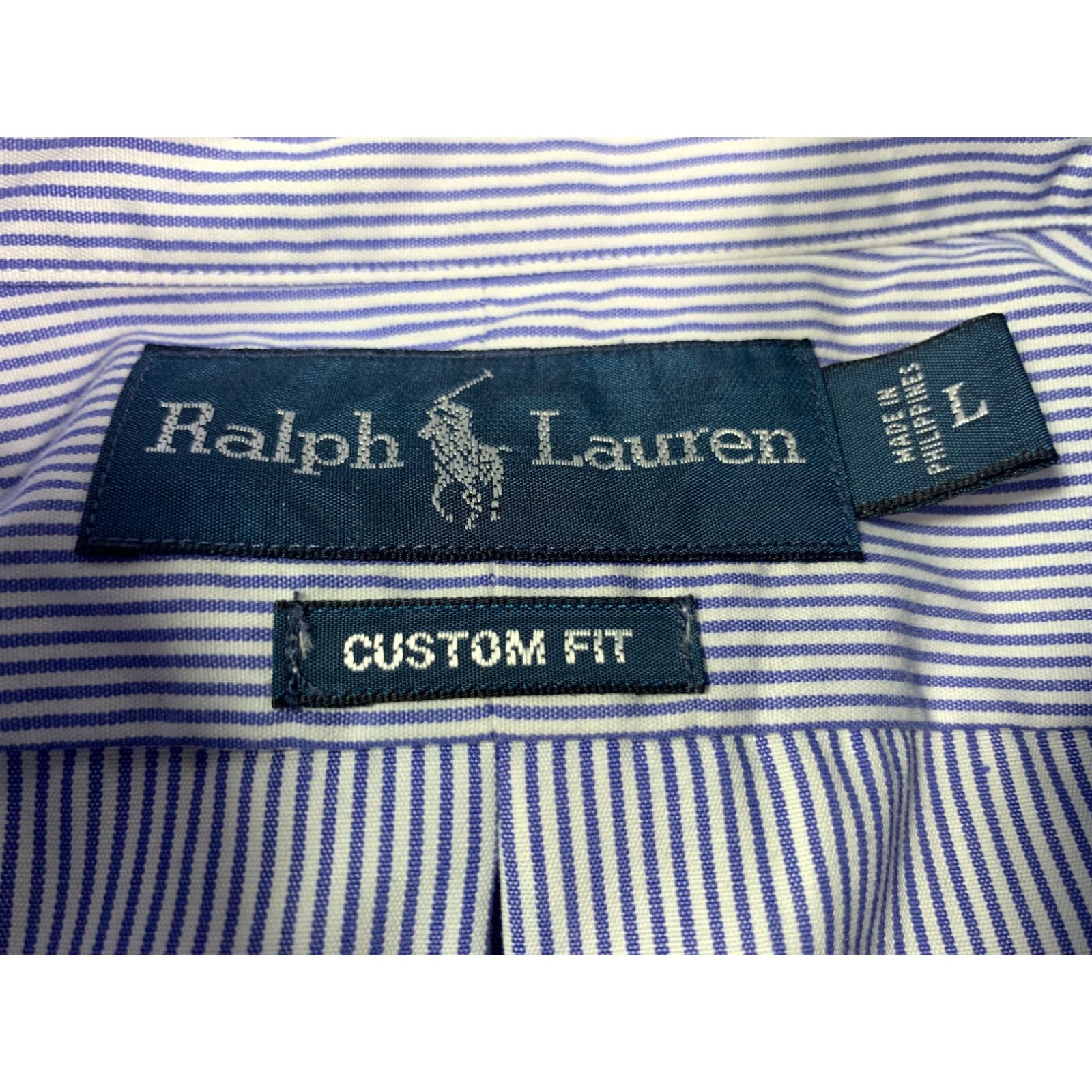 Ralph Lauren Ralph Lauren Custom Fit Long Sleeve Striped Shirt Multicolor Blue White Suede Mens Large Size US L / EU 52-54 / 3 - 6 Thumbnail
