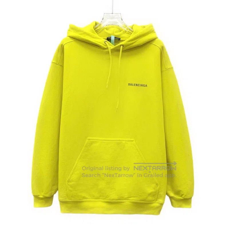 Balenciaga Balenciaga Yellow logo lettering print cotton hooded draws Size US XXS / EU 40 - 1 Thumbnail