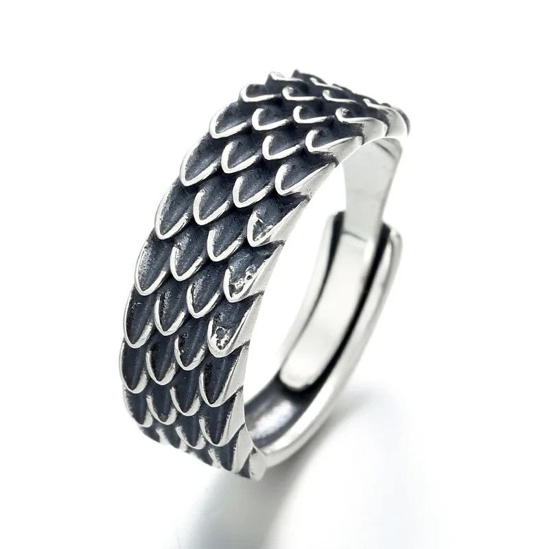 Jewelry Retro Dragon Scale Ring Size ONE SIZE - 6 Thumbnail