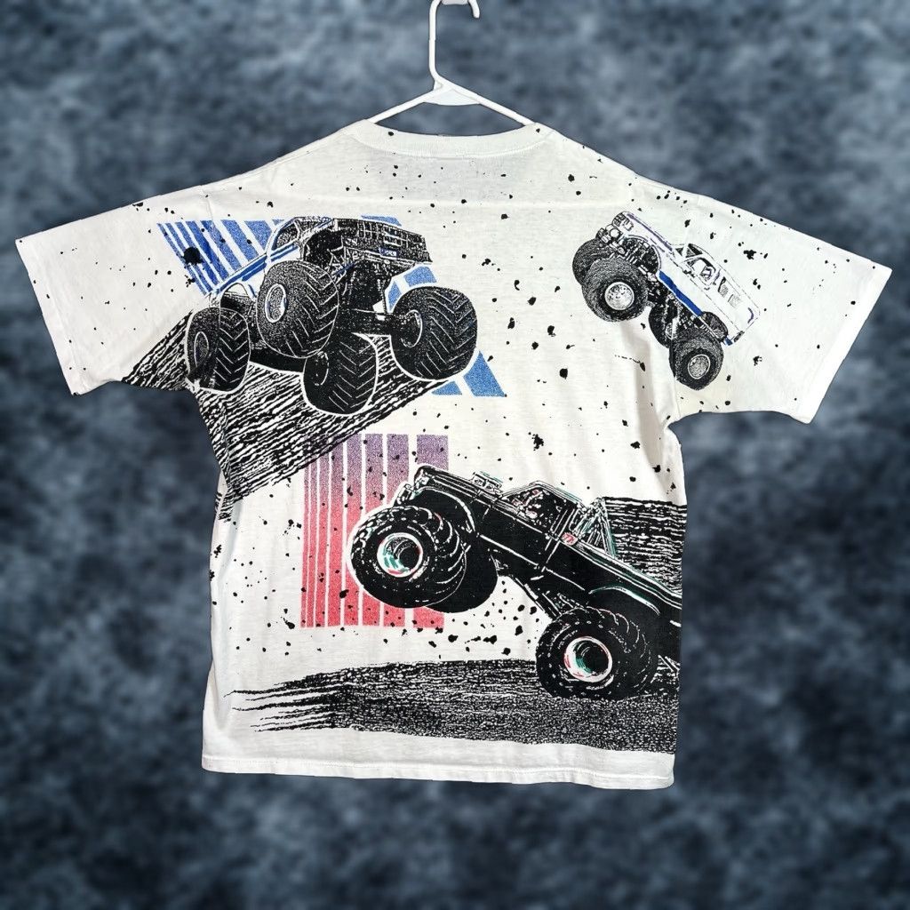 VINTAGE United States Hot Rod Monster Truck T Shirt Mens XL White 90s Graphic Tee Shirt Mens XL White Monster Truck 1990s