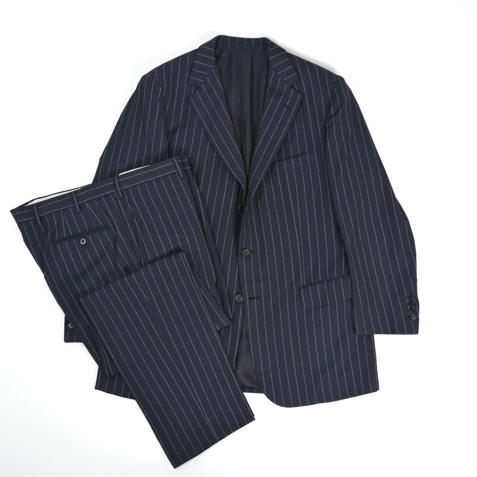 Cifonelli CIFONELLI navy chalk-stripe flannel suit (54 EU) Size 54R - 1 Thumbnail