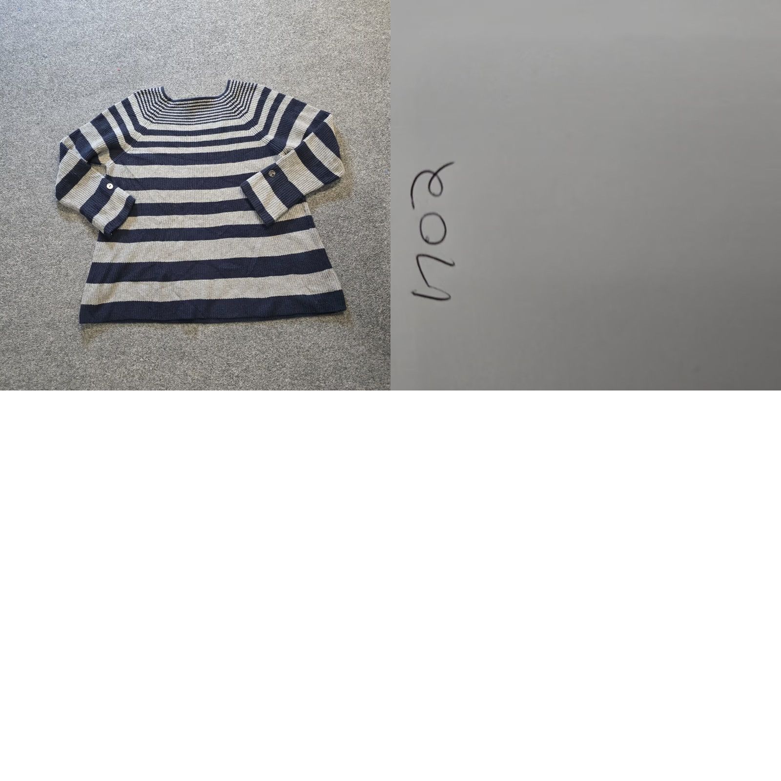 Vintage FOIL Sweater Womens Size L Blue Striped Merino Wool Blend Chunky Knit Casual Pullover Knit Square Neck Long Sleeve Regular Modern Classic Womens Size L / US 10 / IT 46 - 8 Thumbnail