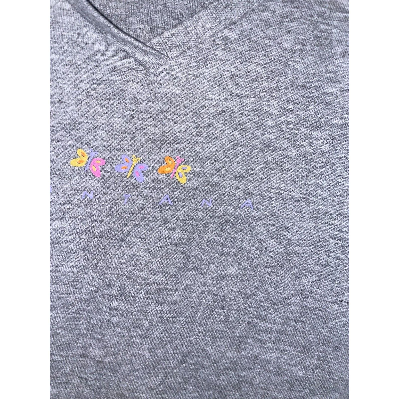 Vintage Womens Butterfly Shirt Top Tee Gray Montana Trio 90s Medium Size M / US 6-8 / IT 42-44 - 4 Thumbnail