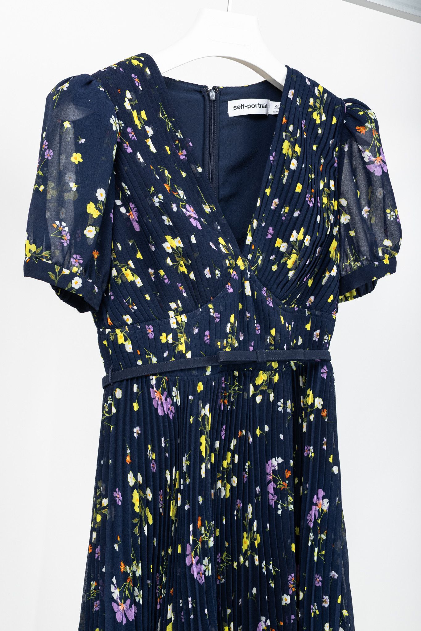 Self-Portrait Self-Portrait SS/24 Navy Floral Chiffon Mini Dress Size S / US 4 / IT 40 - 3 Thumbnail