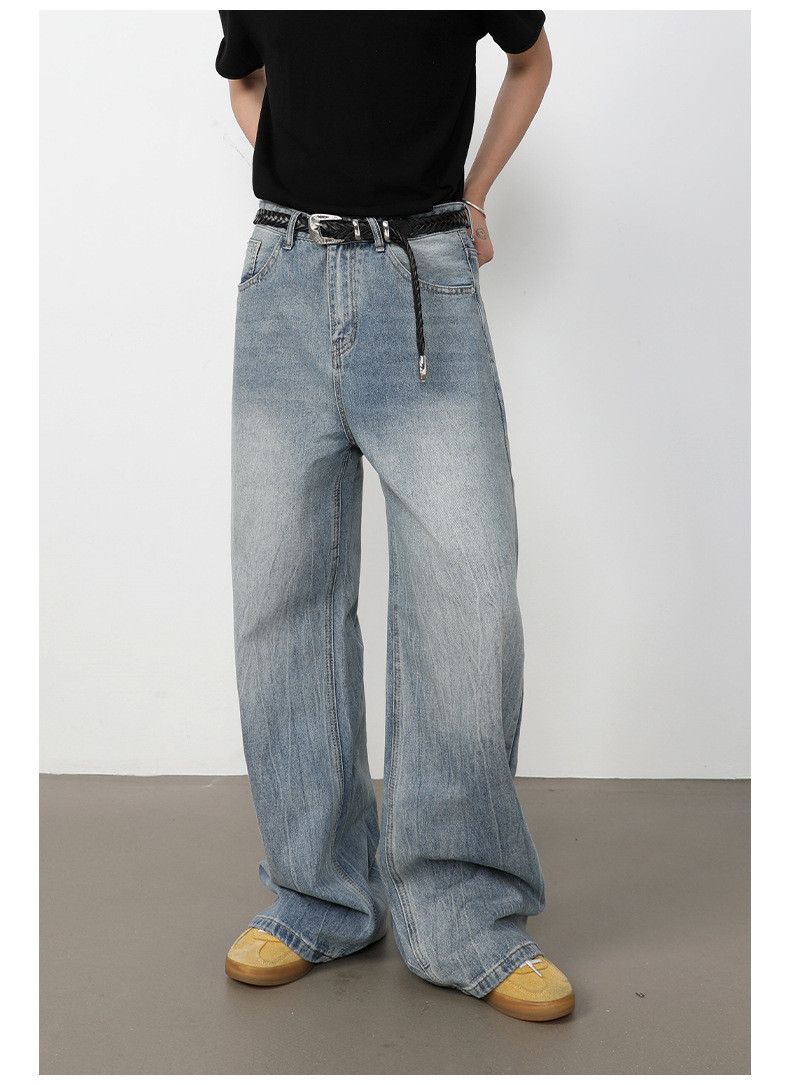 Japanese Brand Men's American Retro Washed Loose-Fit Straight-Leg Jeans Size US 32 / EU 48 - 3 Thumbnail