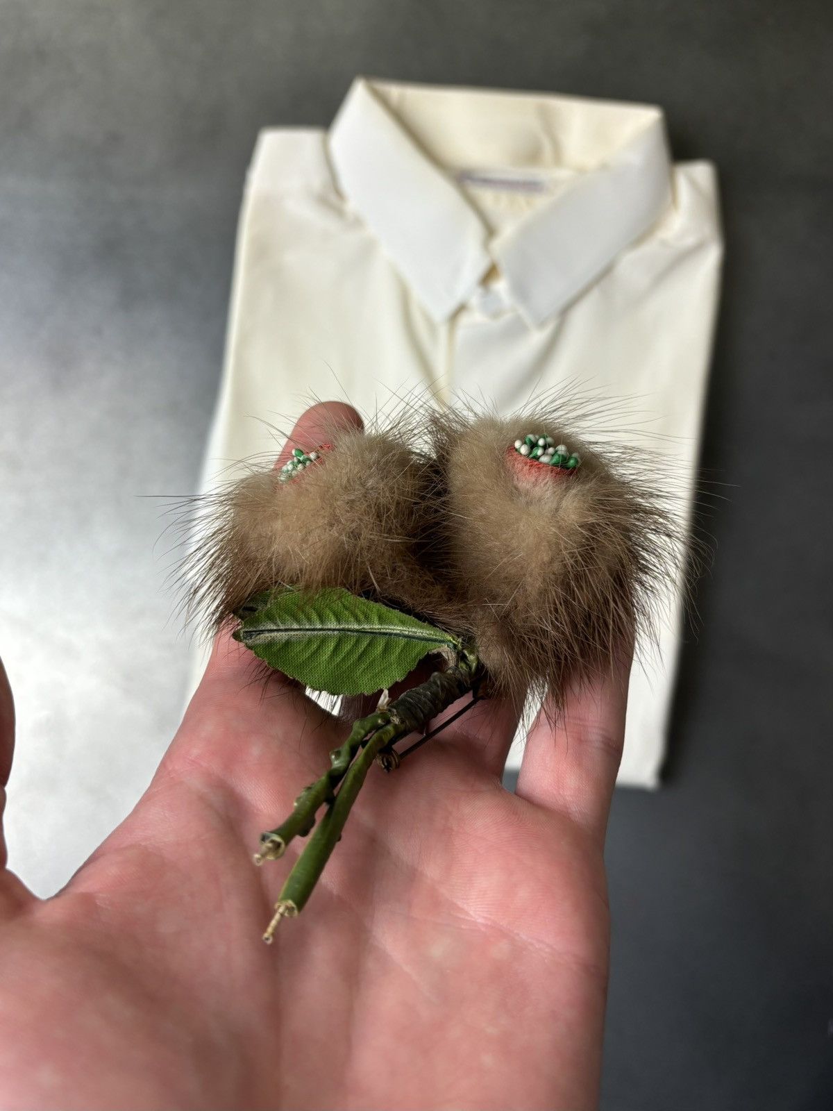 Vintage True Vintage Fur Brooch Vintage Mink Collar Pin Wire Flower Size ONE SIZE - 6 Thumbnail