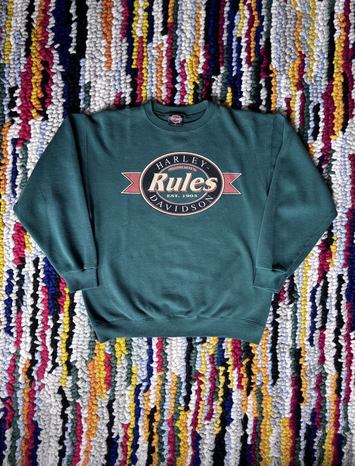 Harley Davidson × Vintage Vintage Harley Davidson Crewneck “Rules” Size US L / EU 52-54 / 3 - 1 Thumbnail