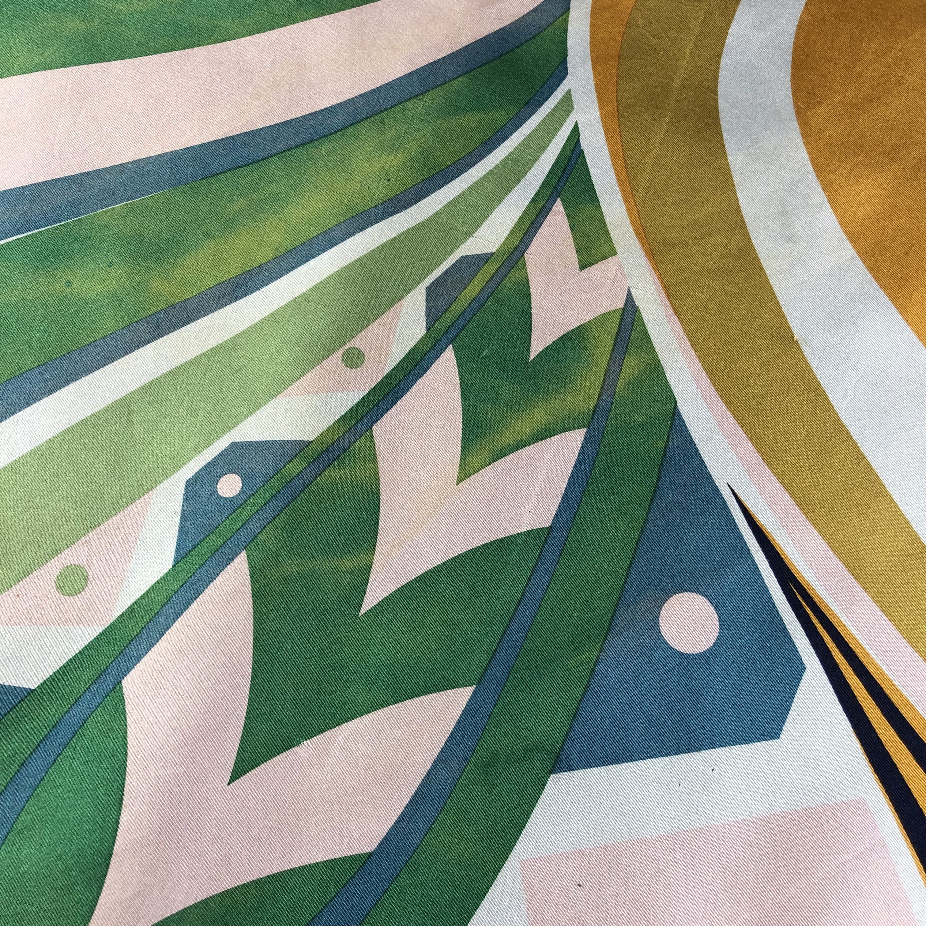 Vintage Abstract Design Silk Scarf M478 Size ONE SIZE - 3 Thumbnail