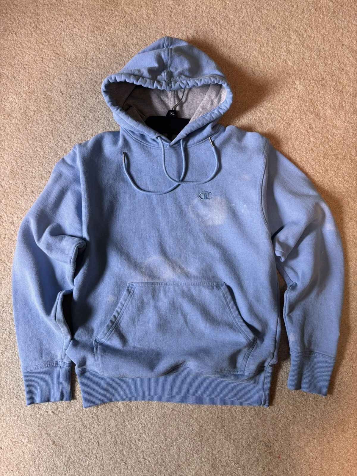 Champion × Vintage Champion Light Blue Hooded Pullover Sweatshirt Mens Small Size US S / EU 44-46 / 1 - 1 Thumbnail