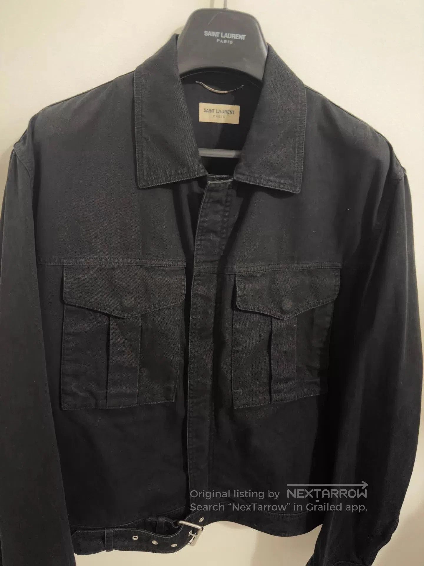 Saint Laurent Paris Black XL Utility Jacket with Front Pockets and Belt. Size US XL / EU 56 / 4 - 3 Thumbnail