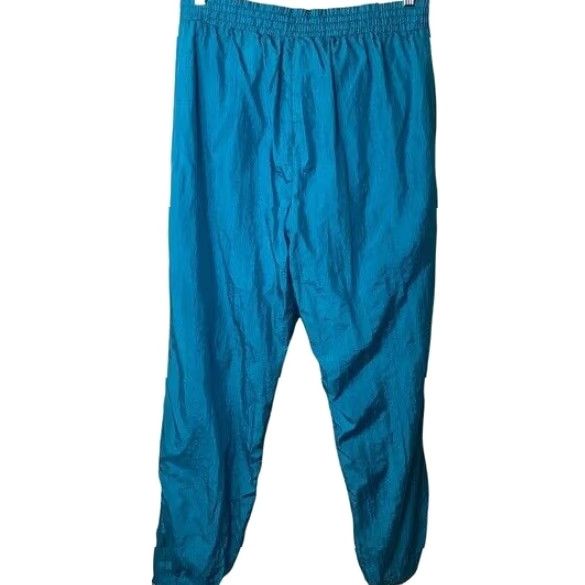 Vintage VINTAGE Mens XL Track Pants Blue Teal Nylon Wind Resistant Jogger Pants 90s Size US 33 - 2 Thumbnail