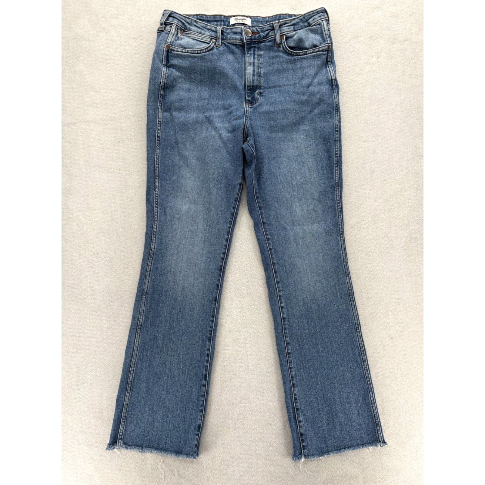 Wrangler Wrangler Retro Jeans Mens 32x34 Blue Slim Straight Stretch Denim Raw Hem Cowboy Size US 32 / EU 48 - 2 Thumbnail