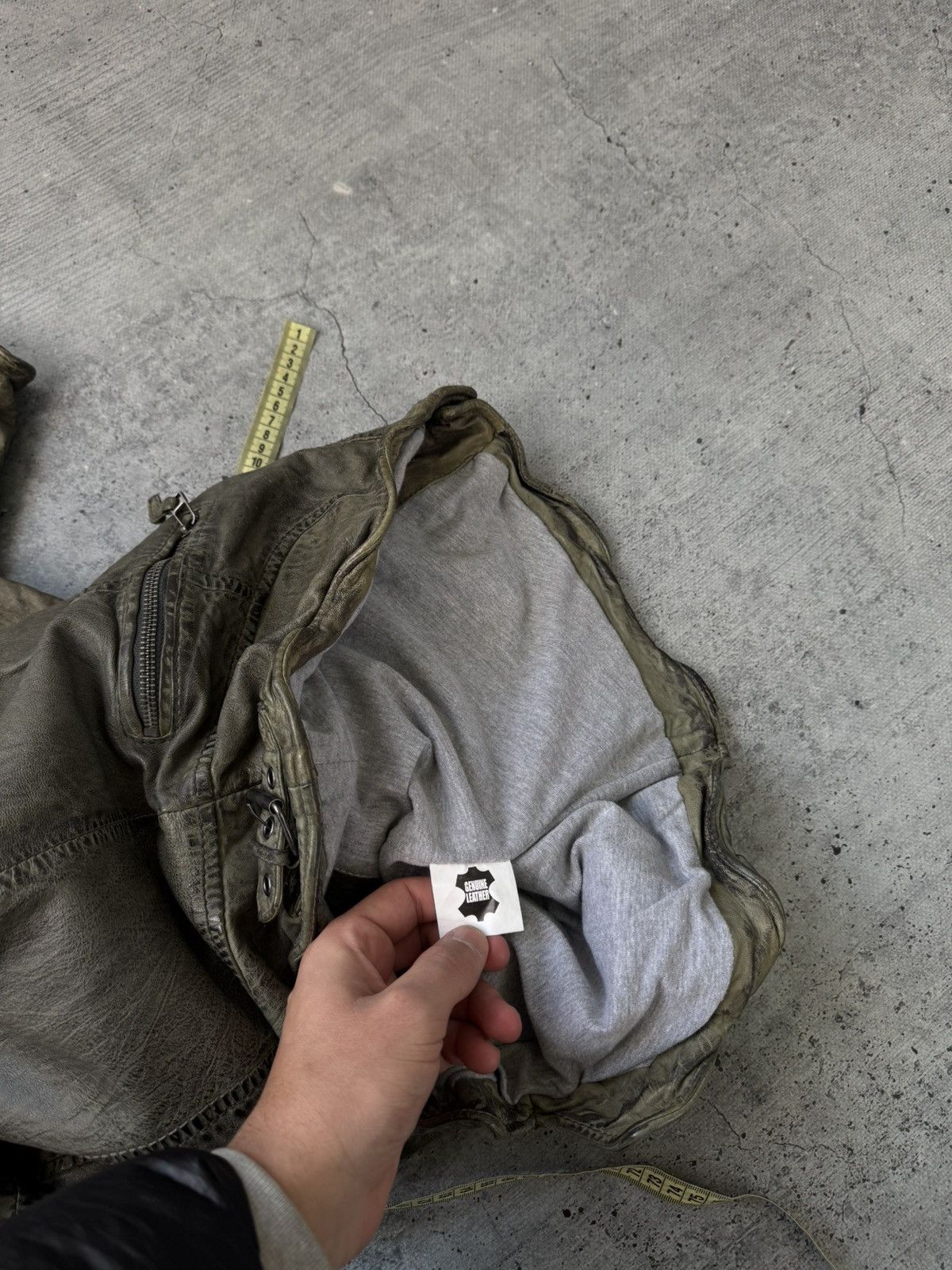 Genuine Leather Y2K Asymmetrical zip Leather jacket Rick Owens VTG STYLE Size XL / US 12-14 / IT 48-50 - 12 Thumbnail