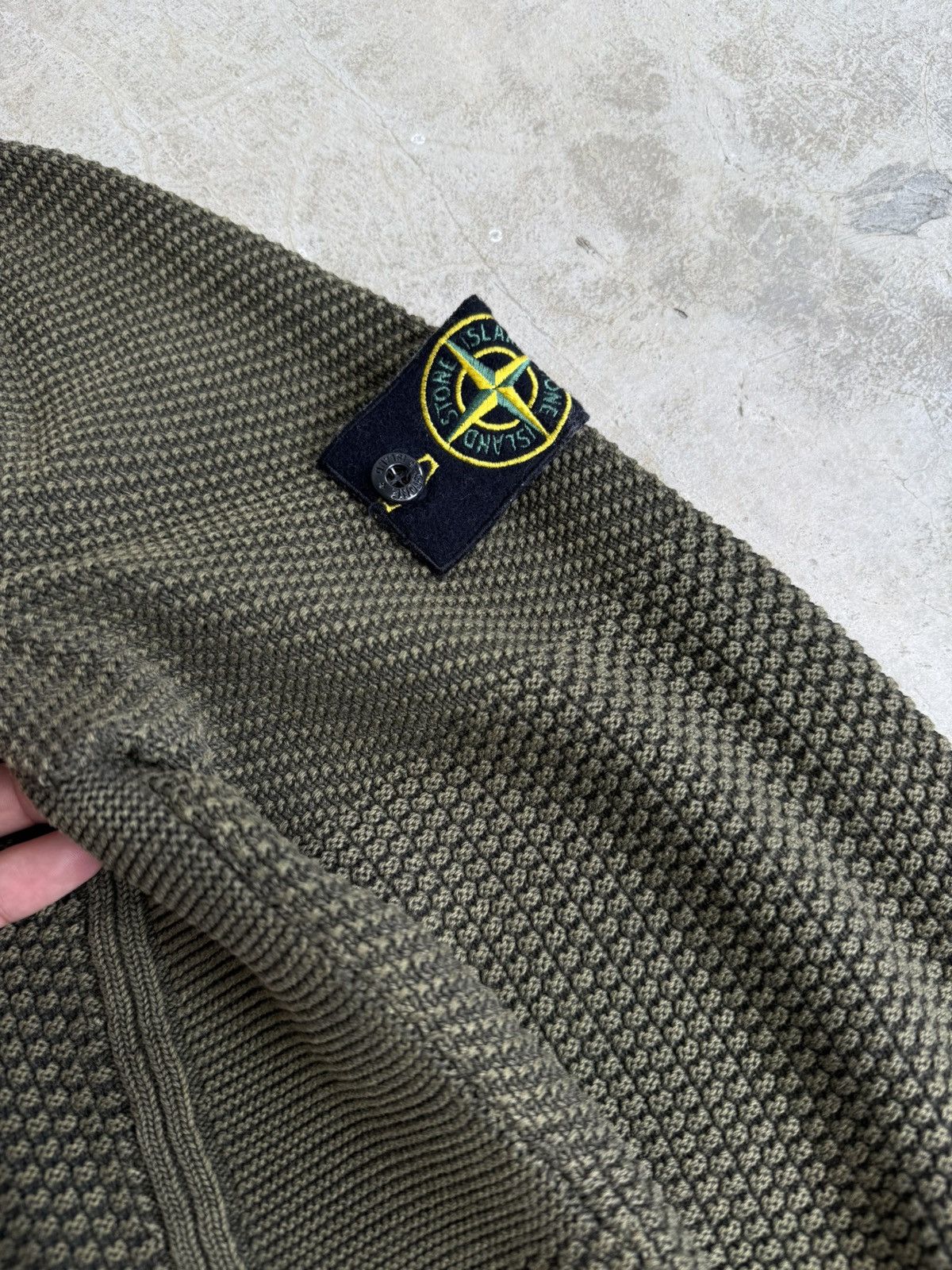 Stone Island Stone Island Khaki Green Textured Knit Sweater Size US L / EU 52-54 / 3 - 4 Thumbnail