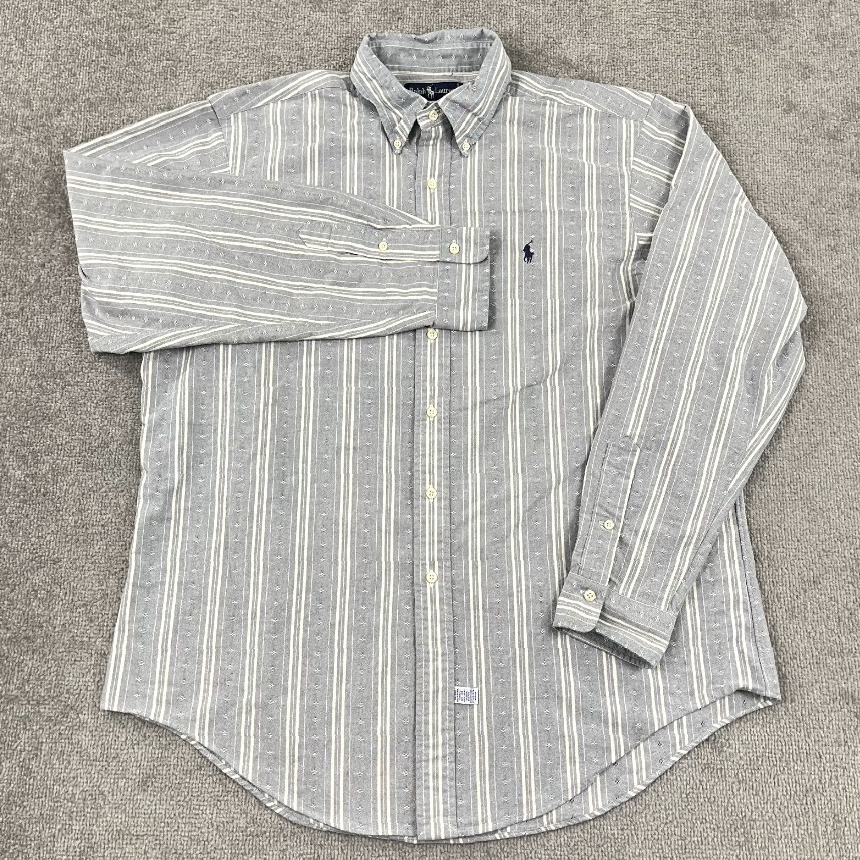 Ralph Lauren VTG Ralph Lauren Shirt Men XL Blue White Striped Button-Down Classic 90s Patterned Preshop? Size US XL / EU 56 / 4 - 4 Thumbnail