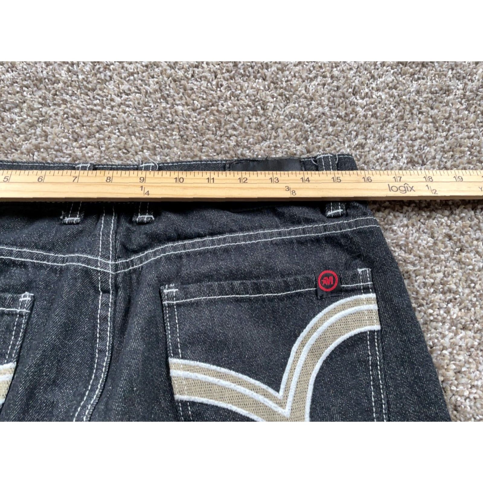 Vintage VINTAGE Mecca Jeans Tapered Hipster Black Denim 32 x 28 Men’s Low Rise Embroidered 5-Pocket Mens Jeans Size US 32 / EU 48 - 5 Thumbnail