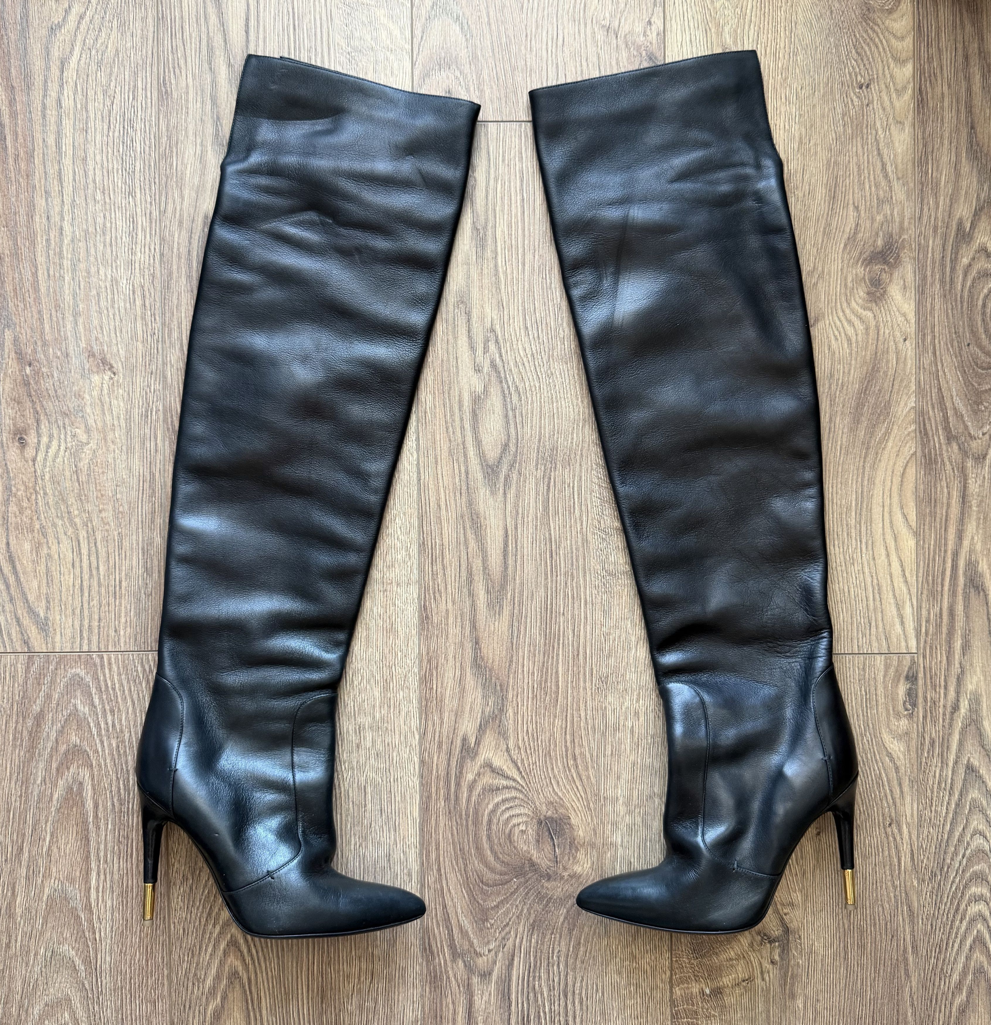 TOM FORD Embellished Leather Over-The-Knee Boots MadeinItaly