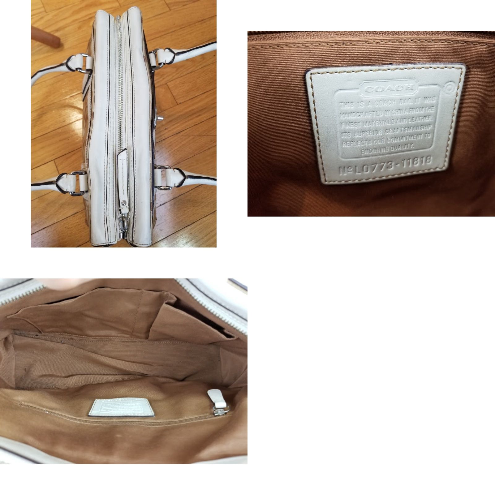 Coach VINTAGE COACH BEIGE SHOULDER HANDBAG SZ 12"X8"X3" Women Bag, Checkered Leather PVC, Lined, Shoulder Bag, 90s, Mens Womens Size ONE SIZE - 9 Thumbnail