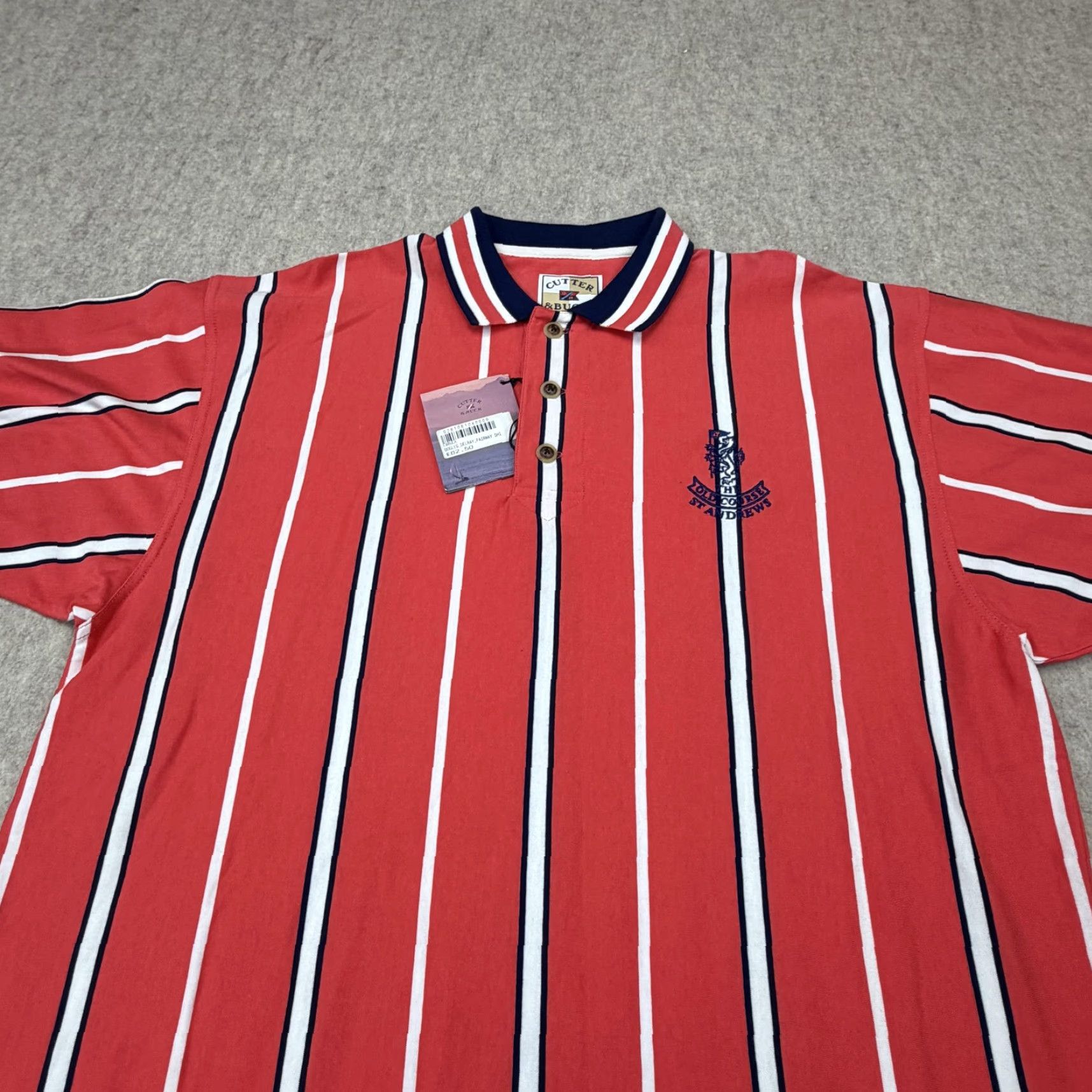 Cutter & Buck Cutter & Buck Old Course St Andrews Polo Shirt Mens XL Red Stripe Golf Casual Size US XL / EU 56 / 4 - 3 Thumbnail