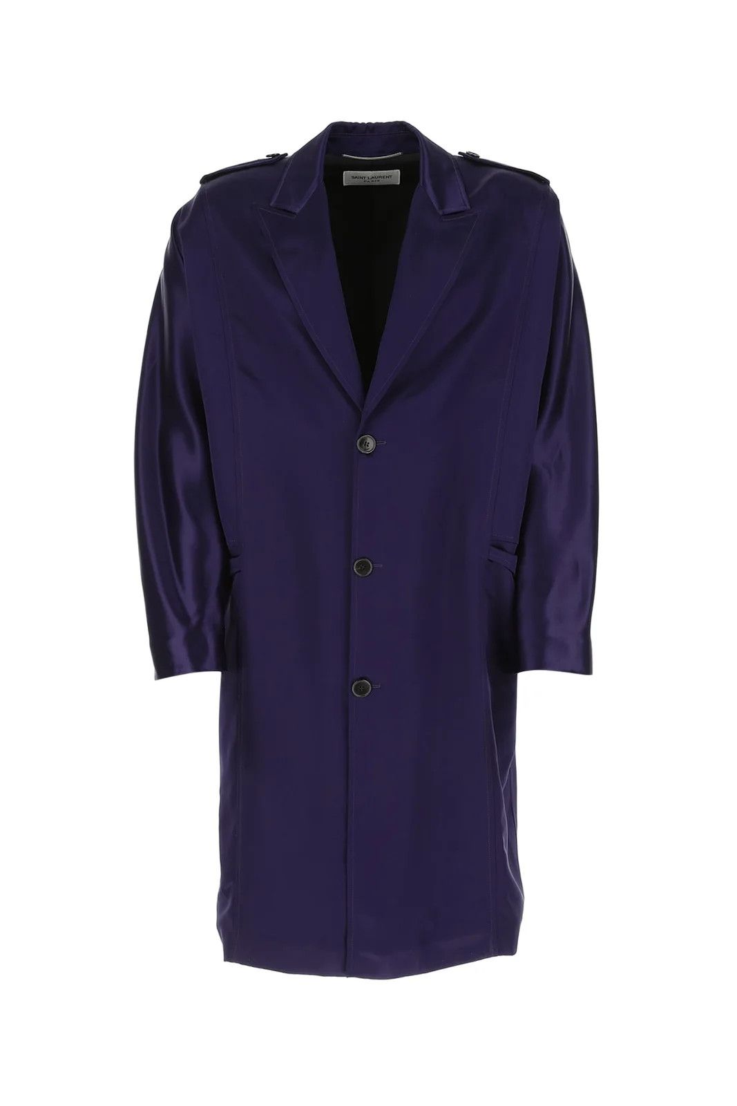 Saint Laurent Paris o1y0325 Full-Length Jacket in Dark Purple Size US L / EU 52-54 / 3 - 1 Thumbnail