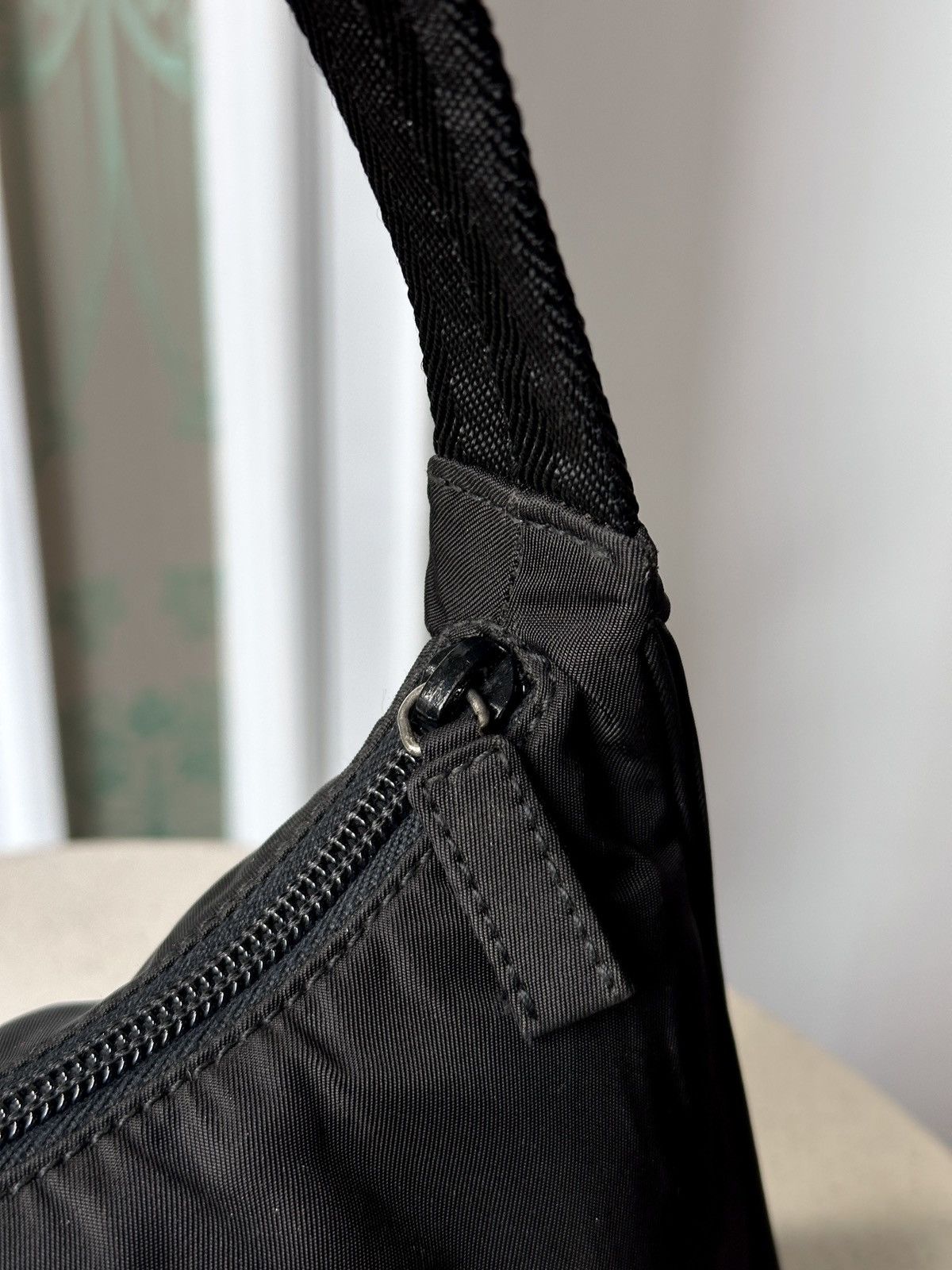 Prada PRADA Nylon Black Triangle Logo Mini Hobo Bag Size ONE SIZE - 13 Thumbnail